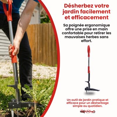 VENTEO - Désherbeur Manuel Rootslayer - Désherbage Jardin Mauvaises Herbes - Extracteur Racines Profondes - Outil Jardinage Pelous
