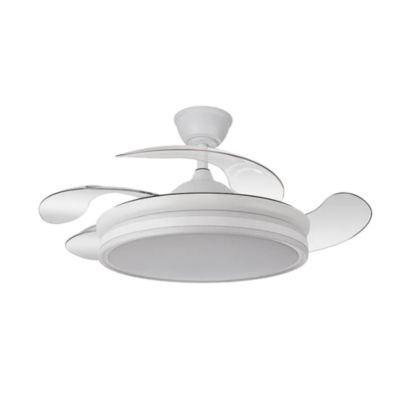 Ventilateur Bayomo 59 W, 6 980 lm, blanc, 4 pales, diamètre 34,5/42 x 50/107 mm, 3 couleurs. Télécommande DC, intensité réglable
