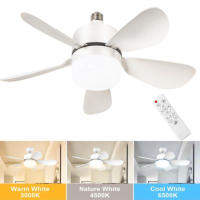 Ventilateur de plafond 42 cm avec éclairage et télécommande, 3000 K à  6500 K, 6 pales, 3 vitesses de ventilation, minuterie