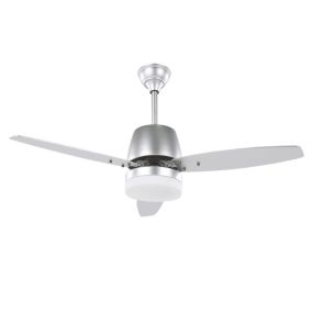 Ventilateur de plafond argenté avec lampe blanche MLAVA