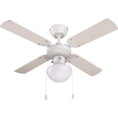 Ventilateur de plafond avec éclairage coloris blanc pour pièce de 8 m² Ø.90 cm