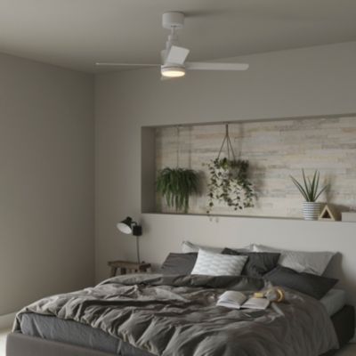 Ventilateur de plafond avec éclairage GoodHome Burbank coloris blanc pour pièce de 15 m² Ø.106 cm