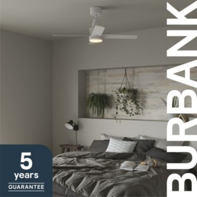 Ventilateur de plafond avec éclairage GoodHome Burbank coloris blanc pour pièce de 15 m² Ø.106 cm