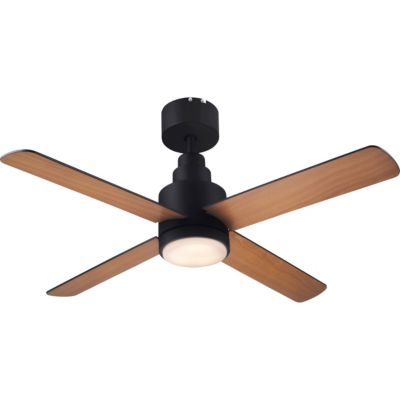 Ventilateur de plafond avec éclairage GoodHome Burbank coloris noir pour  pièce de 15 m² Ø.106