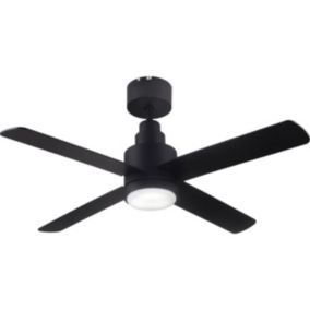 Ventilateur de plafond avec éclairage GoodHome Burbank coloris noir pour pièce de 15 m² Ø.106 cm