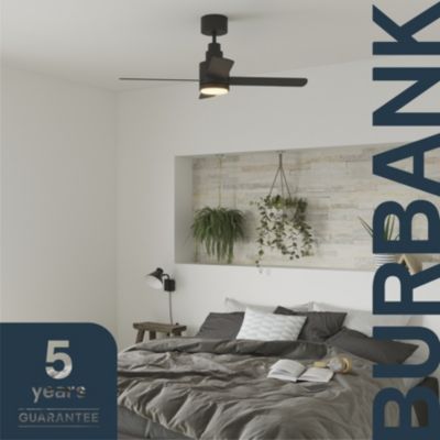 Ventilateur de plafond avec éclairage GoodHome Burbank coloris noir pour pièce de 15 m² Ø.106 cm