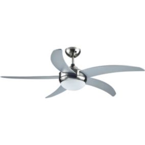 Ventilateur de plafond avec éclairage GoodHome Hanki coloris argent pour pièce de 25 m² Ø.132 cm