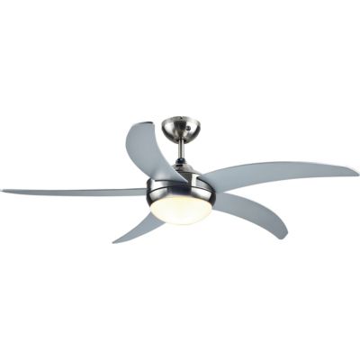 Ventilateur de plafond avec éclairage GoodHome Hanki coloris argent pour pièce de 25 m² Ø.132 cm