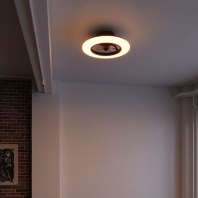 Ventilateur de plafond avec éclairage GoodHome Hewish coloris noir et blanc pour pièce de 15 m² Ø.58 cm