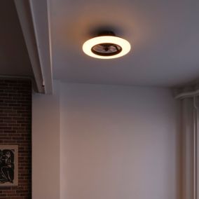 Ventilateur de plafond avec éclairage GoodHome Hewish coloris noir et blanc pour pièce de 15 m² Ø.58 cm
