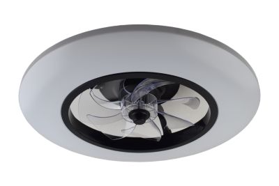 Ventilateur de plafond avec éclairage GoodHome Hewish coloris noir et blanc pour pièce de 15 m² Ø.58 cm