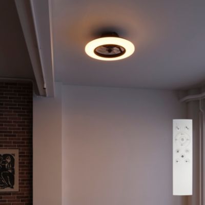 Ventilateur de plafond avec éclairage GoodHome Hewish coloris noir et blanc pour pièce de 15 m² Ø.58 cm