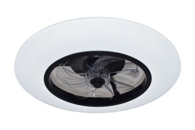 Ventilateur de plafond avec éclairage GoodHome Hewish coloris noir et blanc pour pièce de 15 m² Ø.58 cm