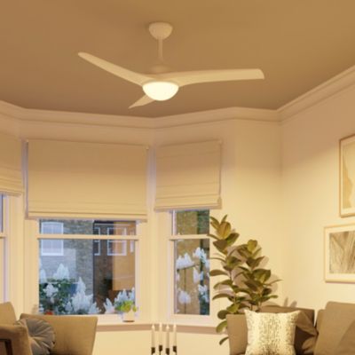 Ventilateur de plafond avec éclairage GoodHome Linto coloris blanc pour pièce de 25 m² Ø.132 cm