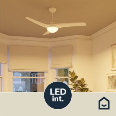 Ventilateur de plafond avec éclairage GoodHome Linto coloris blanc pour pièce de 25 m² Ø.132 cm