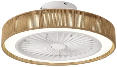 Ventilateur de plafond avec éclairage LED aspect bois et blanc Ø.50 cm Seynave Pedro