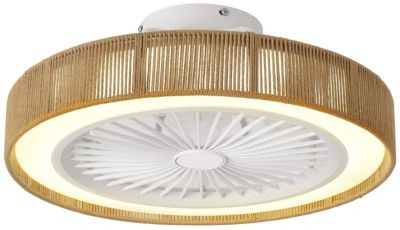 Ventilateur de plafond avec éclairage LED aspect bois et blanc Ø.50 cm Seynave Pedro