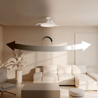 Ventilateur de plafond avec éclairage LED blanc pales retractables Ø.107 cm Sulion - télécommande incluse