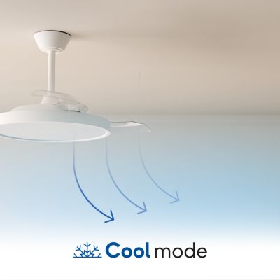 Ventilateur de plafond avec éclairage LED blanc pales retractables Ø.107 cm Sulion - télécommande incluse