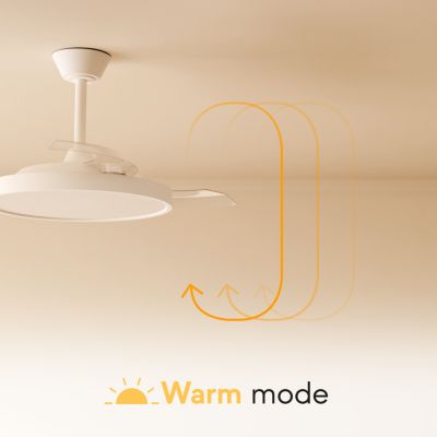 Ventilateur de plafond avec éclairage LED blanc pales retractables Ø.107 cm Sulion - télécommande incluse
