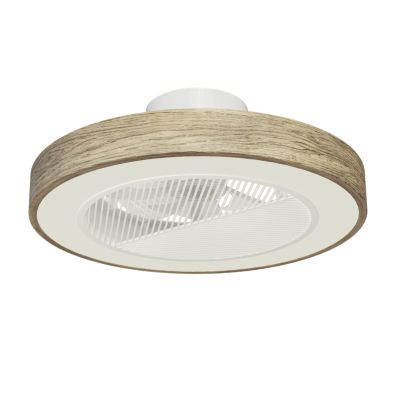 Ventilateur de plafond avec éclairage LED effet bois et blanc Ø.50 cm Sulion - télécommande incluse