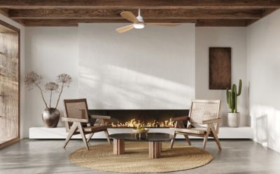 Ventilateur de plafond avec éclairage LED en bois Ø.107cm Seynave Garcia