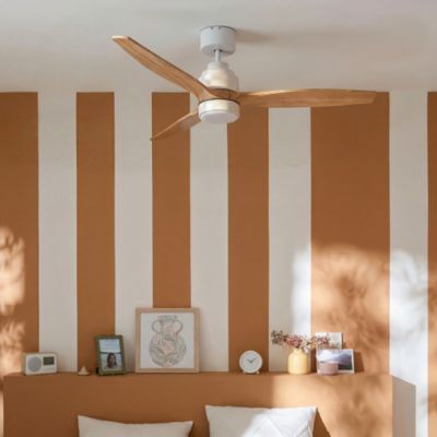 Ventilateur de plafond avec éclairage LED en bois Ø.107cm Seynave Garcia
