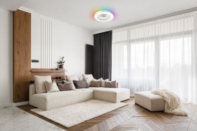 Ventilateur de plafond avec éclairage LED RGB blanc Ø.46 cm Seynave Sergio