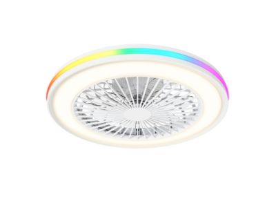 Ventilateur de plafond avec éclairage LED RGB blanc Ø.46 cm Seynave Sergio