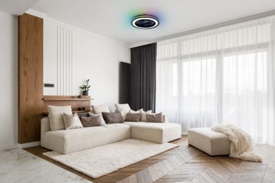 Ventilateur de plafond avec éclairage LED RGB noir Ø.46 cm Seynave Sergio