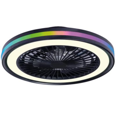 Ventilateur de plafond avec éclairage LED RGB noir Ø.46 cm Seynave Sergio