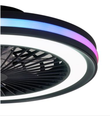 Ventilateur de plafond avec éclairage LED RGB noir Ø.46 cm Seynave Sergio