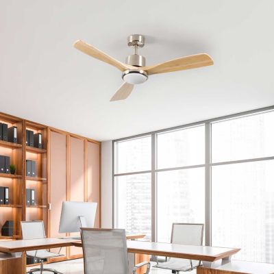Ventilateur de Plafond avec Lumière 3 Pales 56W 6 Vitesses Alaska Bois Naturel Dayron