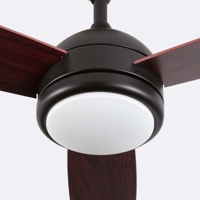 Ventilateur de Plafond avec Lumière 3 Pales 56W 6 Vitesses Vermont Bois Foncé Thinia Home