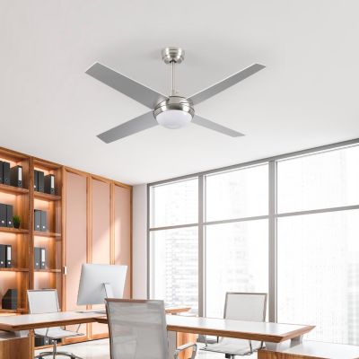 Ventilateur de Plafond avec Lumière 4 Pales 56W 6 Vitesses Montana Silver Thinia Home