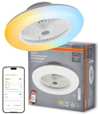 Ventilateur de plafond connecté WiFi avec éclairage LED réglable, blanc Ø.60 cm Osram - Télécommande incluse