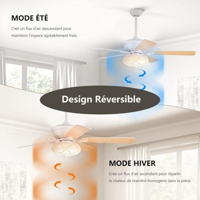 Ventilateur de plafond avec lumière, 20cm Ventilateur Silencieux