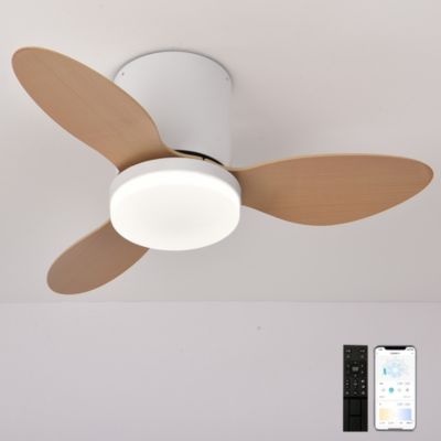 Ventilateur de plafond de 63 cm avec éclairage, télécommande/application, 6 vitesses de ventilation et fonction minuterie.