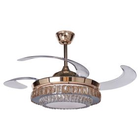 Ventilateur de plafond doré avec lampe ASHLEY