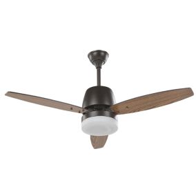 Ventilateur de plafond effet bois foncé avec lampe blanche MLAVA