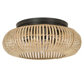 Ventilateur de plafond effet bois Fortaleza Ø50 IP20 E27 20W Corep