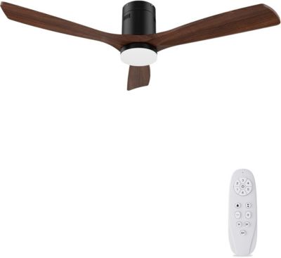 Ventilateur de Plafond en Bois avec Lumière LED 24W + Moteur DC Silencieux 38W
