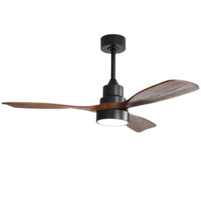 Ventilateur de plafond en bois de 122 cm avec 3 pales en bois massif, télécommande et moteur CC réversible pour salon