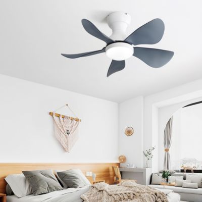 Ventilateur de plafond encastré blanc 74 cm, pales transparentes ABS, LED 18 W dimmable, moteur CC réversible économe