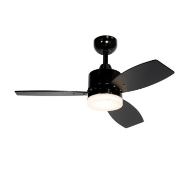 Ventilateur de plafond extérieur noir 91,3cm avec LED à intensité variable avec télécommande IP44 - Toledo