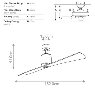 Ventilateur de Plafond Ferron  152cm  - Nickel Poli