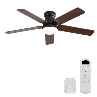 Ventilateur de plafond LED 106 cm 42" - Pales réversibles - Télécommande - Dimmable - Noir/Bois