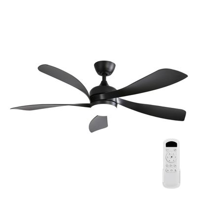 Ventilateur de plafond LED 132 cm 52" - Moteur DC silencieux - 3 couleurs d'éclairage - Télécommande - Noir