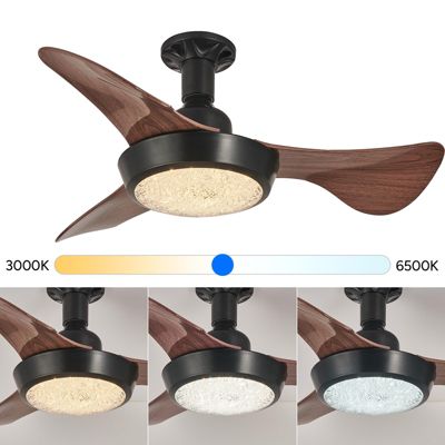 Ventilateur de plafond LED avec télécommande, 3 vitesses de ventilation, 3000K à 6500K, minuterie, 63cm (marron)