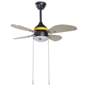 Ventilateur de plafond noir et jaune avec lampe DOLORES